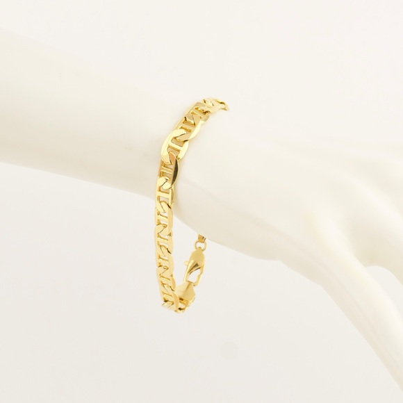 Estate Mariner Link Chain Bracelet Gold Plated Large Men’s Size 8.25” - Picture 2 of 7